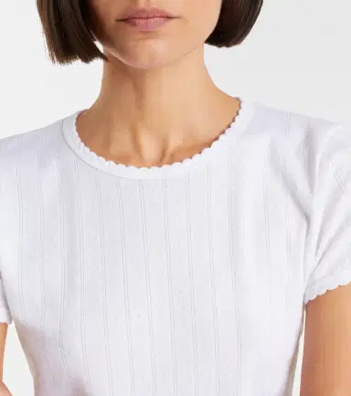 Leset Pointelle cotton crop top | Thumbnail 2