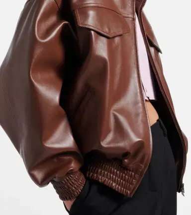 Balenciaga Cropped oversized leather jacket | Thumbnail 2 Balenciaga Cropped oversized leather jacket | Thumbnail 2