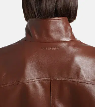 Balenciaga Cropped oversized leather jacket | Thumbnail 4 Balenciaga Cropped oversized leather jacket | Thumbnail 4