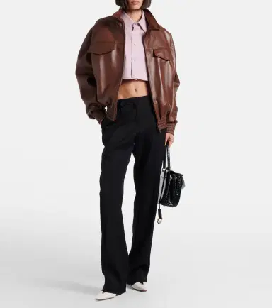 Balenciaga Cropped oversized leather jacket | Thumbnail 7 Balenciaga Cropped oversized leather jacket | Thumbnail 7