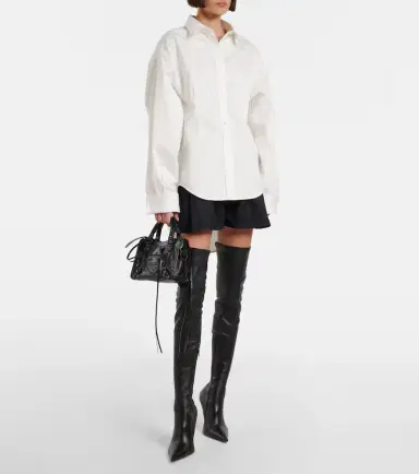 Balenciaga Asymmetric cotton and silk poplin shirt | Thumbnail 4