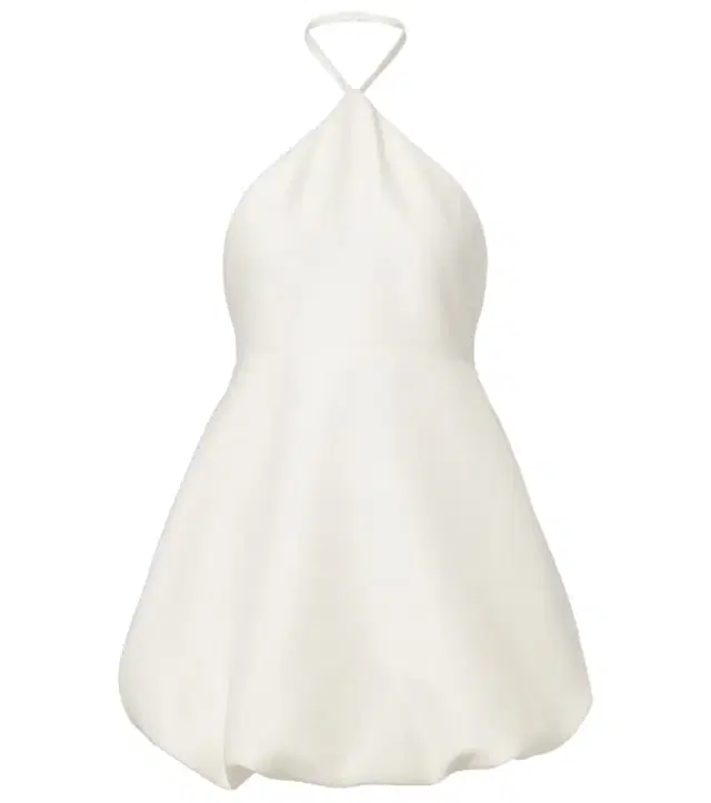 Halterneck peplum wool and silk minidress