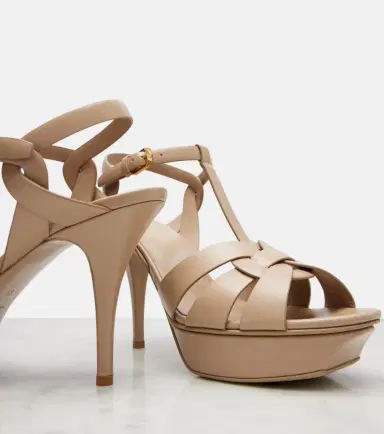 Saint Laurent Tribute 105 leather platform sandals | Thumbnail 4