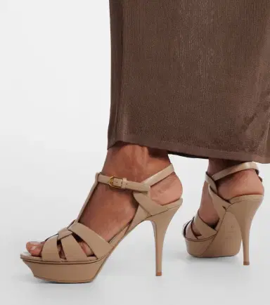 Saint Laurent Tribute 105 leather platform sandals | Thumbnail 5
