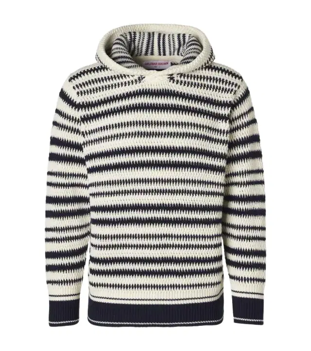 Orlebar Brown Kirk striped crochet cotton hoodie