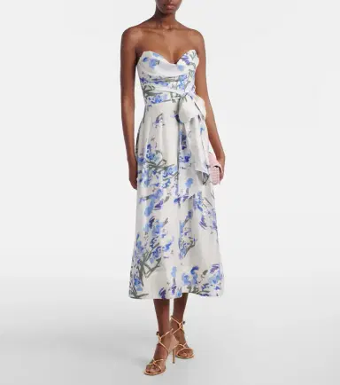 Rebecca Vallance Bluebell draped floral midi dress | Thumbnail 2