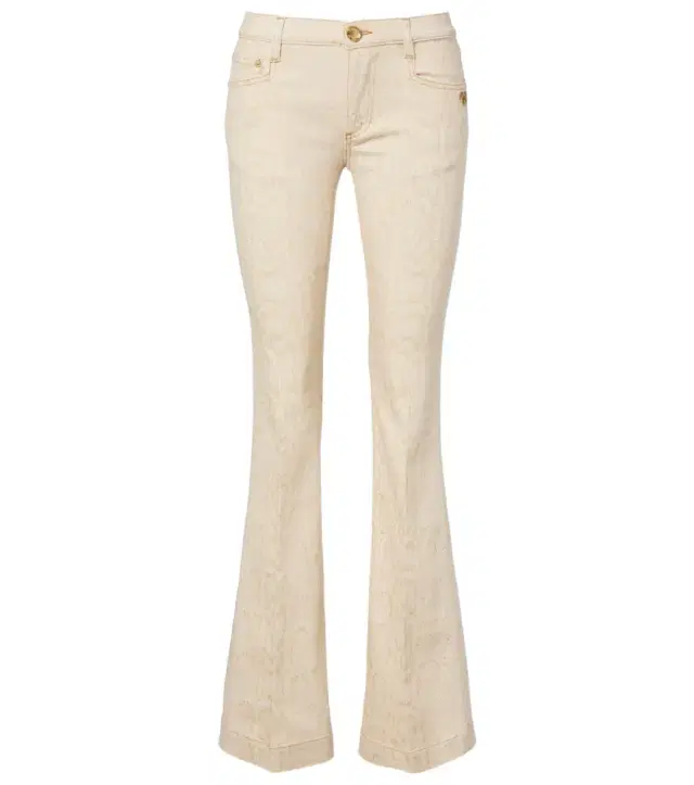 Snake-print flared jeans