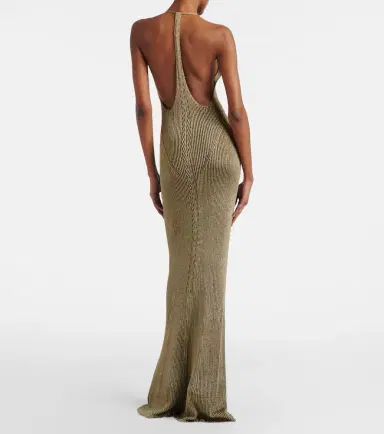 Roberto Cavalli Ribbed-knit lamé maxi dress | Thumbnail 6