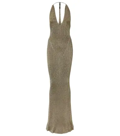 Roberto Cavalli Ribbed-knit lamé maxi dress | Thumbnail 1