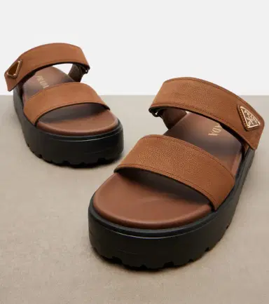 Prada Leather platform sandals | Thumbnail 4