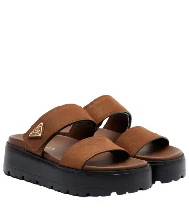 Prada Leather platform sandals | Thumbnail 1