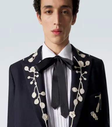 Bode Meadow embroidered silk satin tie | Thumbnail 2