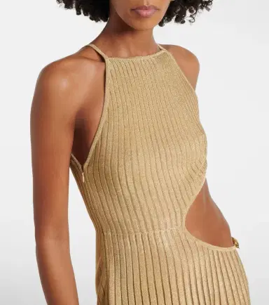 Roberto Cavalli Cutout ribbed-knit sheer lamé gown | Thumbnail 6 Roberto Cavalli Cutout ribbed-knit sheer lamé gown | Thumbnail 6