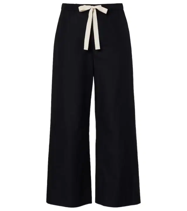 Argento cotton cropped wide-leg pants