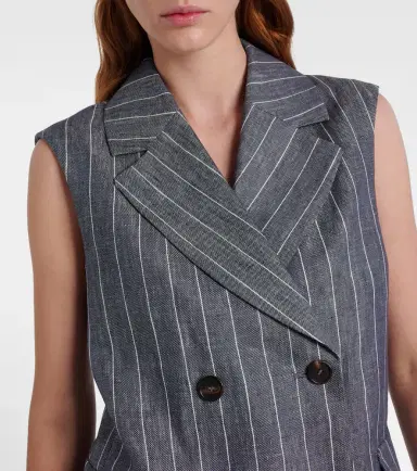 'S Max Mara 'S Max Mara Ballo pinstripe double-breasted linen vest | Thumbnail 2