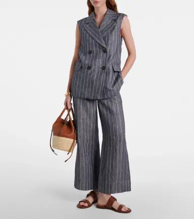 'S Max Mara 'S Max Mara Ballo pinstripe double-breasted linen vest | Thumbnail 3