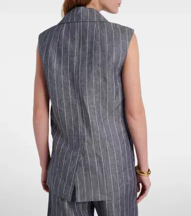'S Max Mara 'S Max Mara Ballo pinstripe double-breasted linen vest | Thumbnail 4