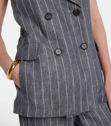 'S Max Mara 'S Max Mara Ballo pinstripe double-breasted linen vest | Thumbnail 5