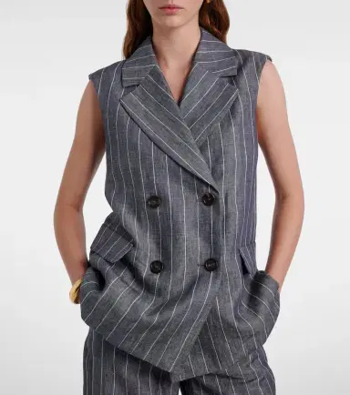 'S Max Mara 'S Max Mara Ballo pinstripe double-breasted linen vest | Thumbnail 6