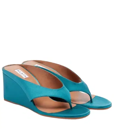 Alaïa Alaïa Cube satin wedge thong sandals | Thumbnail 1