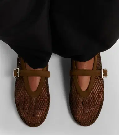 Alaïa Alaïa Suede-trimmed fishnet ballet flats | Thumbnail 6 Alaïa Alaïa Suede-trimmed fishnet ballet flats | Thumbnail 6