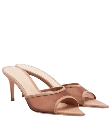 Gianvito Rossi Dorotea suede-trimmed mesh mules | Thumbnail 1 Gianvito Rossi Dorotea suede-trimmed mesh mules | Thumbnail 1