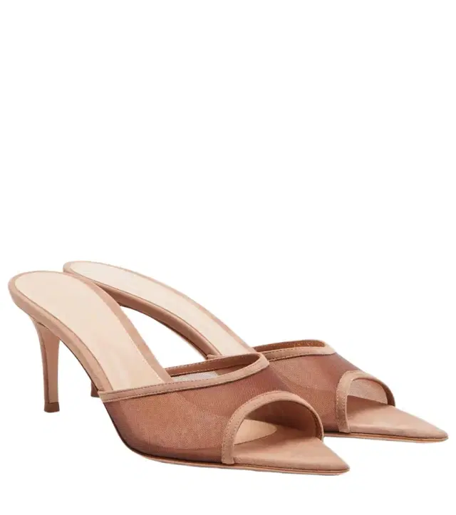 Gianvito Rossi Dorotea suede-trimmed mesh mules