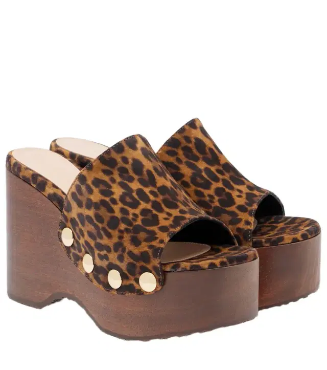 Gianvito Rossi Ardéa leopard-print suede wedge mules