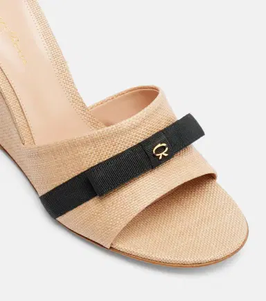 Gianvito Rossi Minou raffia wedge mules | Thumbnail 3