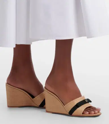 Gianvito Rossi Minou raffia wedge mules | Thumbnail 5