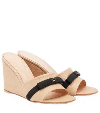 Gianvito Rossi Minou raffia wedge mules | Thumbnail 1