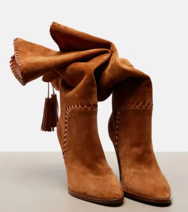 Gianvito Rossi Zaira leather-trimmed suede knee-high boots | Thumbnail 3