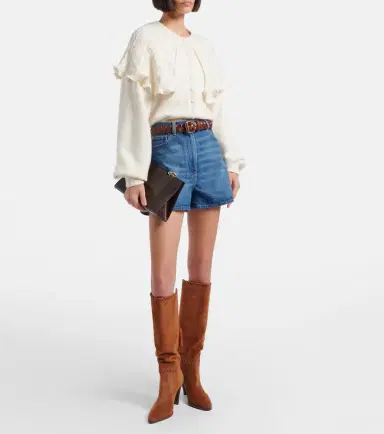 Gianvito Rossi Zaira leather-trimmed suede knee-high boots | Thumbnail 6
