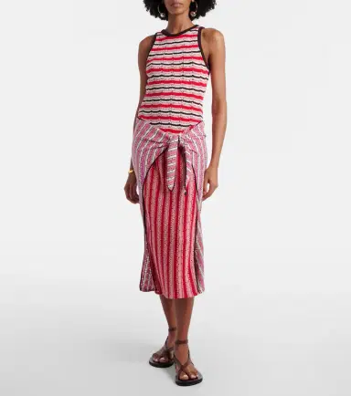 The Attico Striped crochet cotton midi dress | Thumbnail 2
