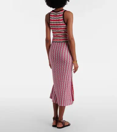 The Attico Striped crochet cotton midi dress | Thumbnail 6