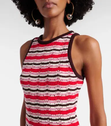 The Attico Striped crochet cotton midi dress | Thumbnail 7
