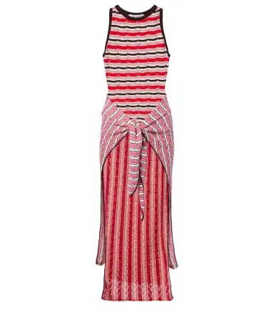 The Attico Striped crochet cotton midi dress | Thumbnail 1