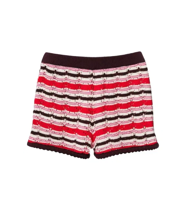 The Attico Striped crochet cotton shorts