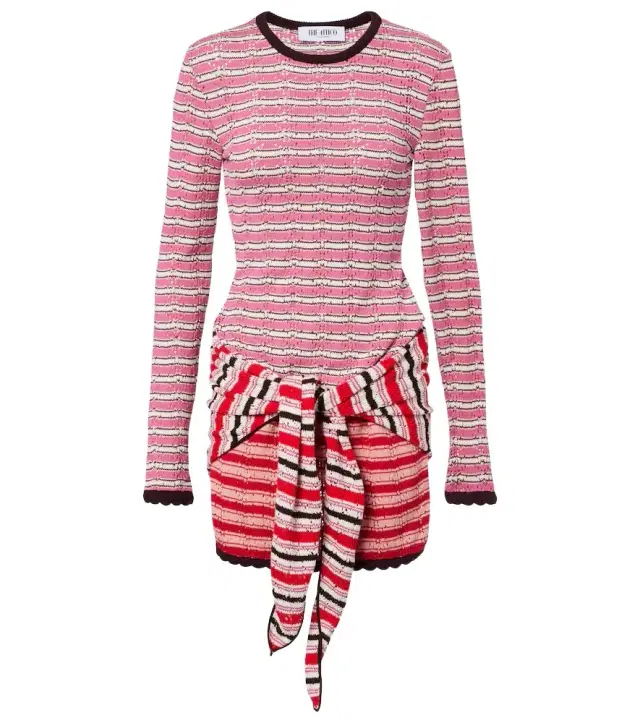 Striped crochet cotton minidress