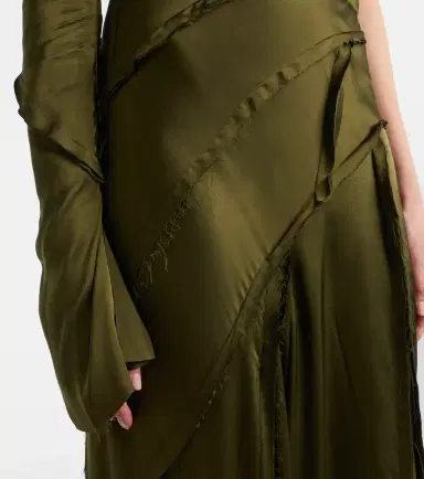 Blumarine Asymmetric lace-trimmed satin gown | Thumbnail 3 Blumarine Asymmetric lace-trimmed satin gown | Thumbnail 3