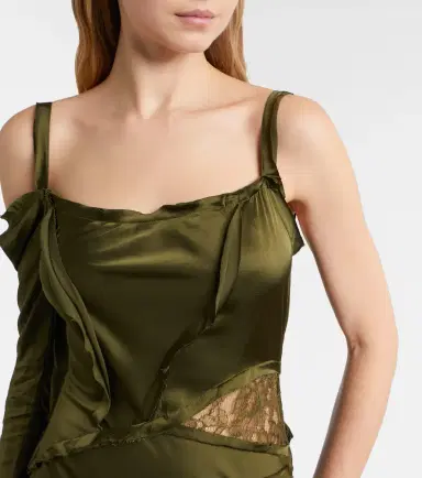 Blumarine Asymmetric lace-trimmed satin gown | Thumbnail 5 Blumarine Asymmetric lace-trimmed satin gown | Thumbnail 5