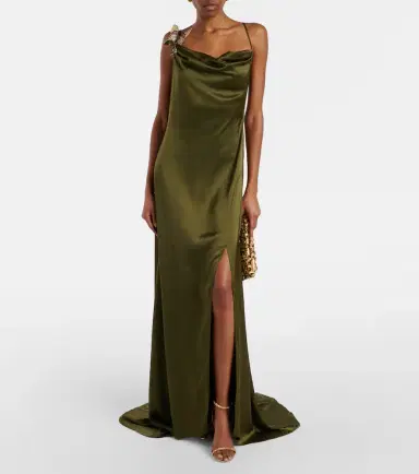 BLUMARINE Appliqué satin gown | Thumbnail 2