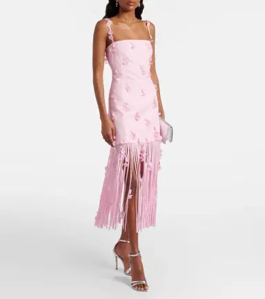 Simkhai Juliana floral-appliqué linen-blend cocktail dress | Thumbnail 6