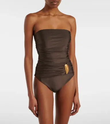 Simkhai Lorena appliqué ruched swimsuit | Thumbnail 3