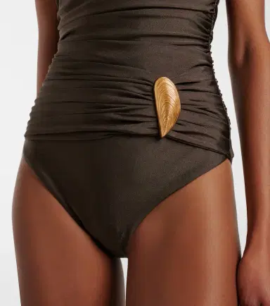 Simkhai Lorena appliqué ruched swimsuit | Thumbnail 5
