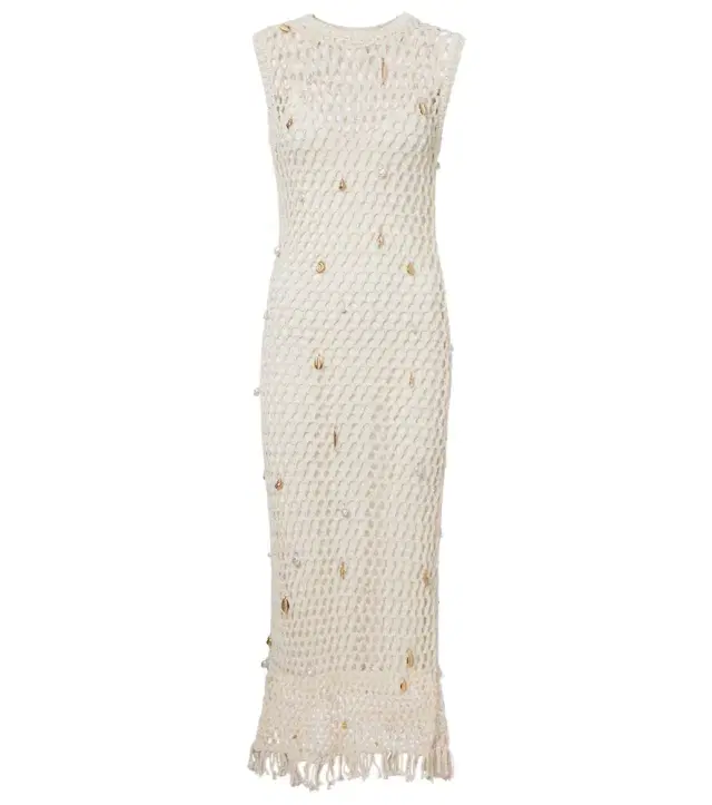 Coralia embellished crochet midi dress