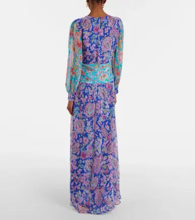 Rixo Meera floral gathered chiffon maxi dress | Thumbnail 2