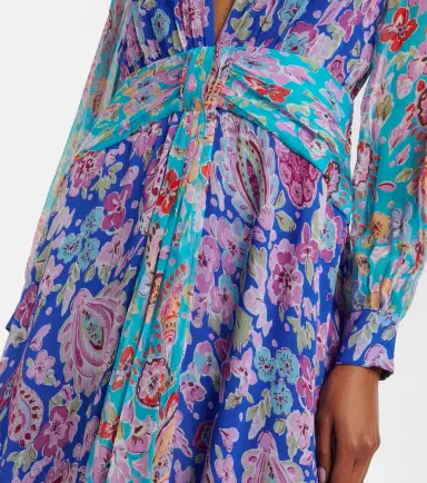 Rixo Meera floral gathered chiffon maxi dress | Thumbnail 5