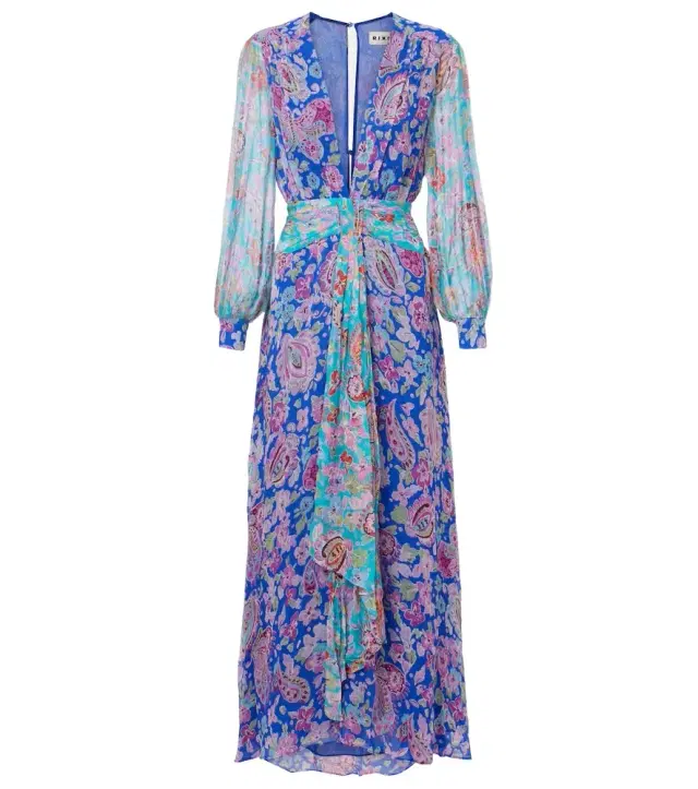 Rixo Meera floral gathered chiffon maxi dress