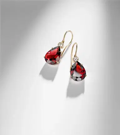 Ileana Makri 14kt gold earrings with garnets and diamonds | Thumbnail 5 Ileana Makri 14kt gold earrings with garnets and diamonds | Thumbnail 5